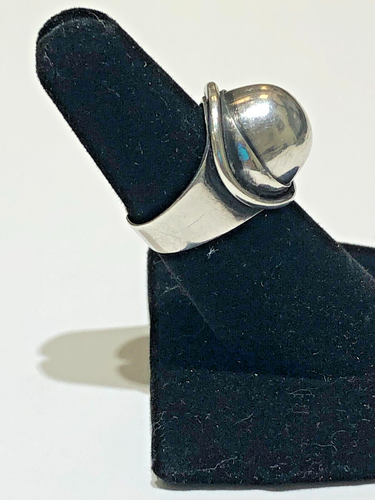Vintage Modernist COF Frydensberg Denmark Sterling Silver Dome Ring-Self size - Picture 3 of 8