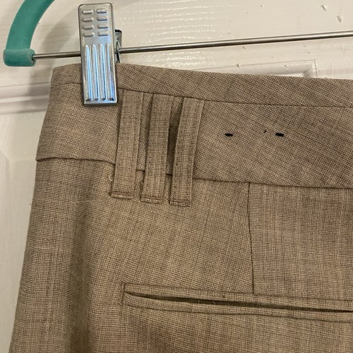 Womens Express Khaki Linen Relaxed Pants Size 6R 6 Striped Look Triple Belt Loop - Picture 12 of 19