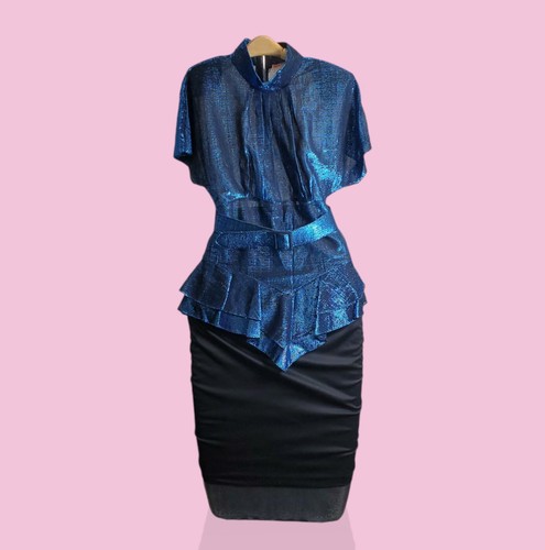 Vintage 80's Diamonds Run Wayne Diamond Sparkle Dress Size 11/12 - Picture 4 of 4