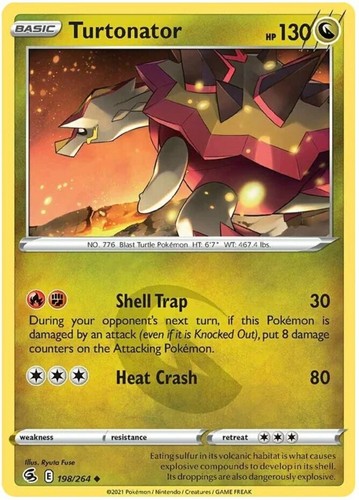 x4 Turtonator - 198/264 - Uncommon Pokemon SS08 Fusion Strike M/NM - Picture 1 of 1