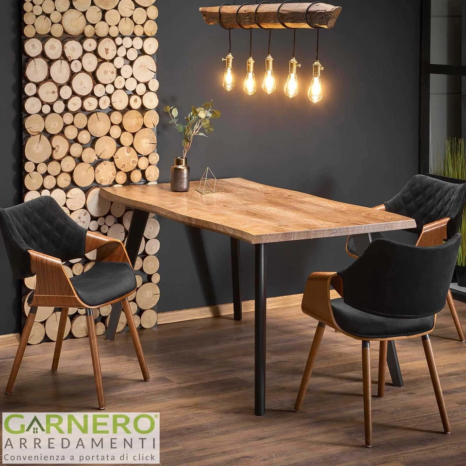 Tavolo allungabile 150/210cm rovere naturale nero LOCARNO - Immagine 2 di 4