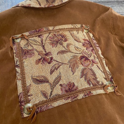 Susan Graver Style Womens Faux Suede Western Jacket Sz 2X Brown Floral Tapestry - Picture 9 of 14