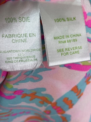 Lilly Pulitzer Silk Elsa Top Resort White Scuba to Cuba Medium - Picture 5 of 11