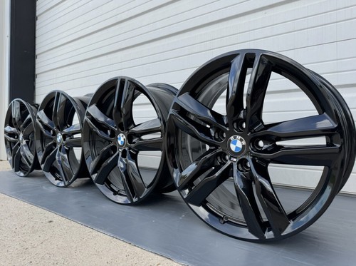 19โ BMW X5 X6 WHEELS RIMS SET FACTORY OEM 467M GLOSS BLACK F15 F16 M 2011-2018 - Picture 5 of 14