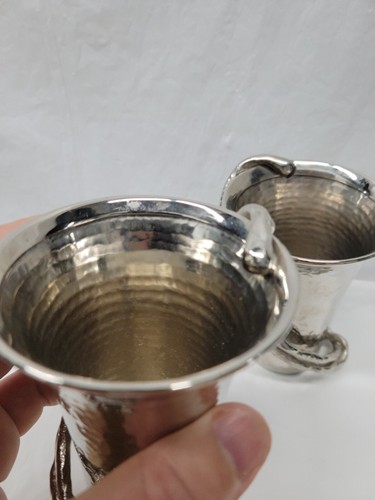 Michael Aram 'Wisteria' Collection Small Hammered Nickel Vases 4" Pair #5110 - Picture 7 of 24