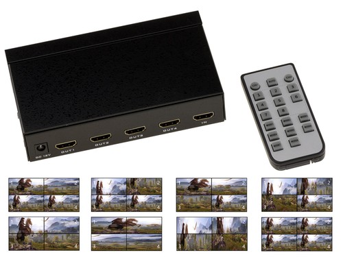 HDMI 1.4 Wall Splicer for Wall D'Image 4 Écrans. 8 Combinations+Remote