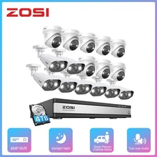 ZOSI 4K 8CH/16CH NVR 5MP/8MP POE Security Camera System IP Remote AI Car Detect