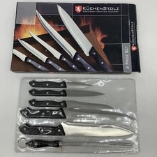 Kuchenstolz 6 Pc. Set - Kitchen Knives & Blade Sharpener in Box