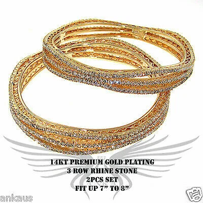 CHANEL 2pz Bellissimo Braccialetto Placcato Oro Giallo Accento Strass Flbng15831