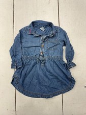 Carters Blue Denim Long Sleeve Button Up Dress Girls Size 2T