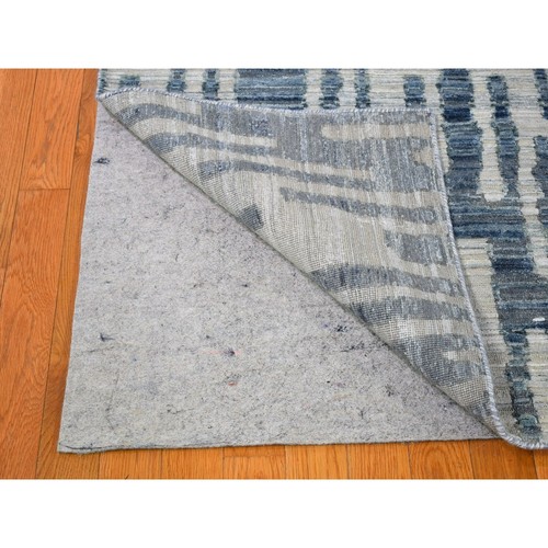 10'x10' Pure Silk and Textured Wool Square Zigzag with Graph Design Rug R66400 - Picture 9 of 12