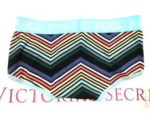 Victoria's Secret Pink Logo Boy short Panty Rainbow Chevron Ribbed Small NWT - Bild 2 von 2
