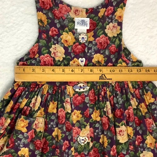 Vintage Dress Child Flannel Floral Roses Cottagecore Unique Buttons Heart Hat 6 - Picture 7 of 7