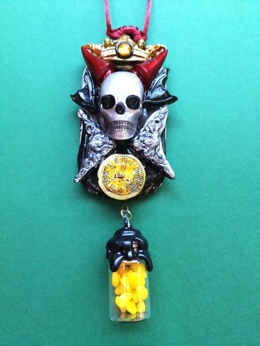Jewelry Devil Horn Pendant Skull Sleleton Urn Necklace Cremation Memorial Charm - Picture 7 of 24