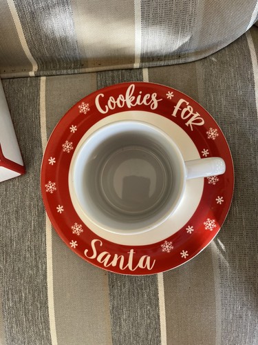 Biscotti stile natalizio per Babbo Natale piatto e tazza set decorazioni natalizie ceramica 7,5/11 oz - Foto 4 di 10