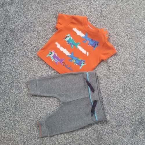 Ted Baker Baby Boy Outfit 0-3 Months Orange Grey Planes Holiday Designer H - Picture 1 of 8