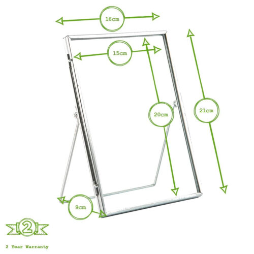 Cornice portafoto in metallo 8x8" argento slimline metallo design pieghevole con clip di bloccaggio UK - Foto 6 di 6