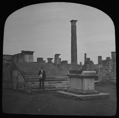 POMPEII THE TEMPLE OF APOLLO ITALY C1890 ANTIQUE Magic Lantern Slide PHOTOGRAPH