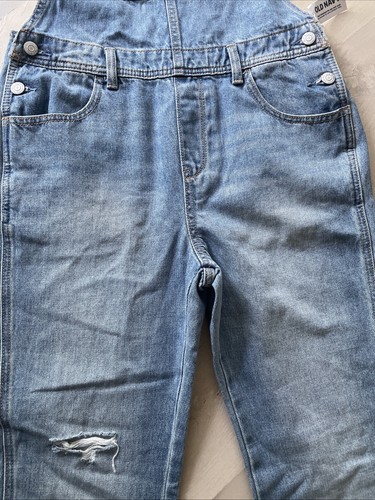 Old Navy Medium Wash Denim Wide-leg Jean Overalls Size XL (14-16) NWT - Picture 8 of 11