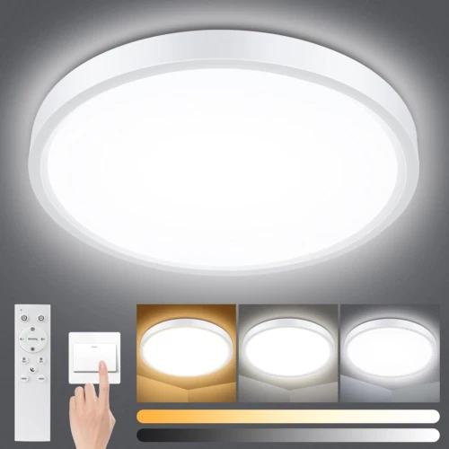Smanu Dimmable LED Ceiling Light Panel with Remote Control 18W 9