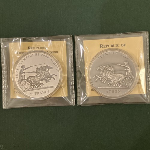 2 Coin Set 2001 Ghana 500 Sika & 2001 Congo 10 Francs 2004 Athens Olympics Horse - Picture 8 of 11