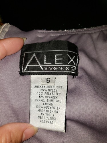 Alex Evenings Womens Plus Formal Bridesma Dress 2 Pc Gray Glitter Draped Gown 16 - Picture 9 of 10