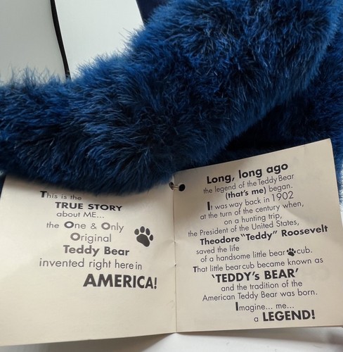 Vermont Teddy Bear Co Stuffed Plush Blue Bear Bendable Handmade USA Disc Color - Picture 6 of 11
