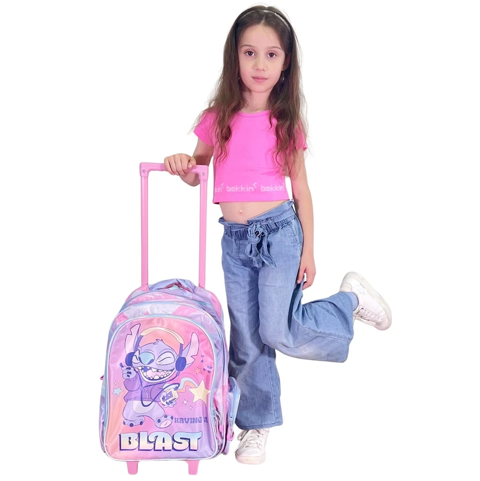 Disney Stitch Set Grande Zaino Trolley con Ruote Scuola Elementare Ragazza M/C - Immagine 3 di 4