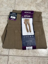 Jachs New York Men’s Straight Fit Flex Waistband 5-Pocket Pants, Tan, Size 40X32