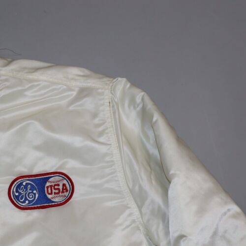 Vintage 80s Bomber Jacket USA Amateur Baseball GE Swingster Satin Olympic XL - Picture 4 of 10