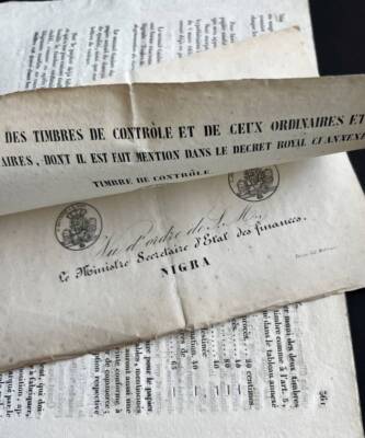Document Ancien Décret De 1850 Sur Les Timbres Fiscaux - Gravures, Description, Savoie, Occasion Historique