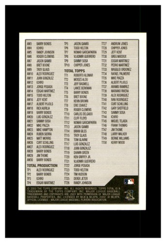 2002 TOPPS TOTAL TEAM CHECKLISTS, CHECKLISTS YOU PICK SEE SCANS NR.MINT/MINT - Picture 59 of 59