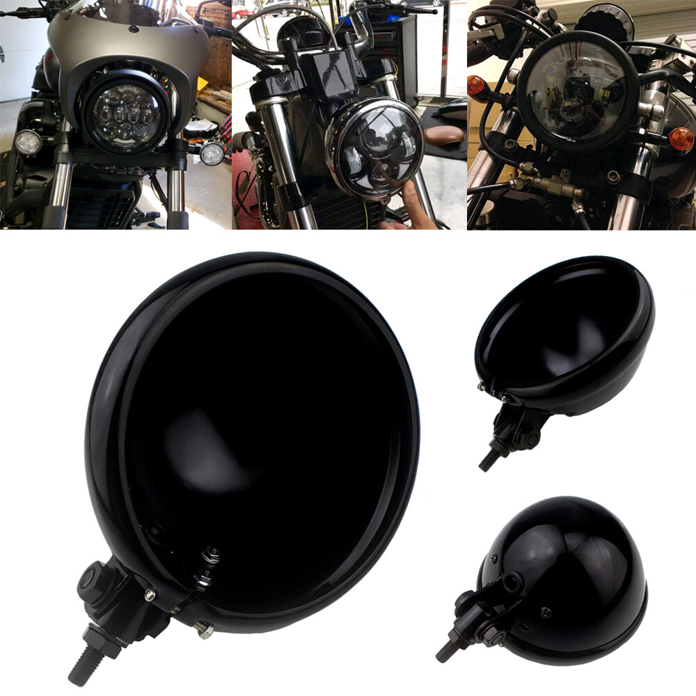 For Harley Cafe Racer Black 5.75 Inch Retro Headlight Housing