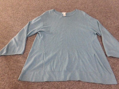 j jill medium sweater pure blue womens pullover pockets stretch cotton cashere - Picture 3 of 17