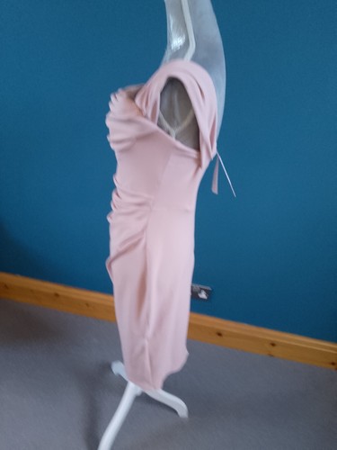 PRETTY BNWT CITY GODDESS DRESS UK 10 PINK FITTED 50s BARDOT OCCASION EVENING - Picture 7 of 9