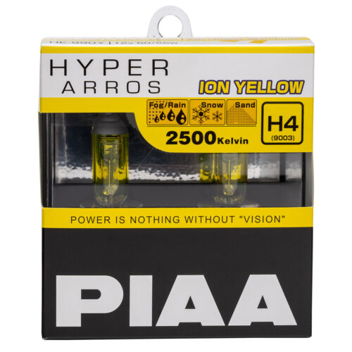 PIAA Hyper Arros 2500K Ion Yellow Headlight H4 Bulbs - Pair (Motorsport) - Picture 1 of 3