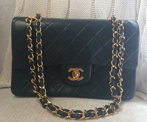 Authentic Chanel 2 55 Classic Double Flap Lambskin Handbag W Gold Image Is Loading Authentic Chanel 2 55 Classic Double Flap Lambskin