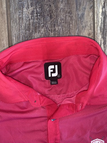 FJ FootJoy Red Polo Shirt Size Large Short Sleeve Golf Button Up - Picture 3 of 8