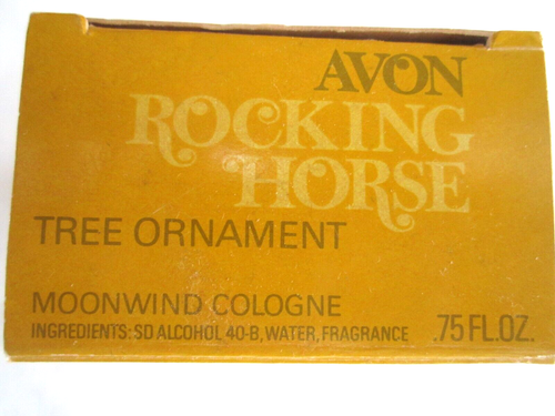 Avon Rocking Horse Tree Ornament Moonwind Cologne .75 fl oz Full Bottle Vintage - Picture 4 of 10