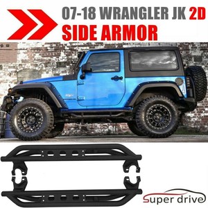 Side Armor Bars Nerf Step Textured Black For 07 18 Jeep Wrangler