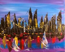 MANHATTAN SKY  modern abstract     Large Abstract Modern Original Oil ERTH6