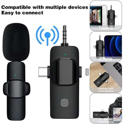Lavalier Registrazione Audio Video Wireless Mini Microfono per Android/iPhone - Imagen 13 de 14