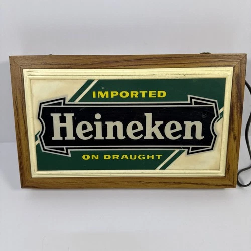 VINTAGE HEINEKEN IMPORTED BEER LIGHT UP SIGN CLASSIC WORKS!! No BULB