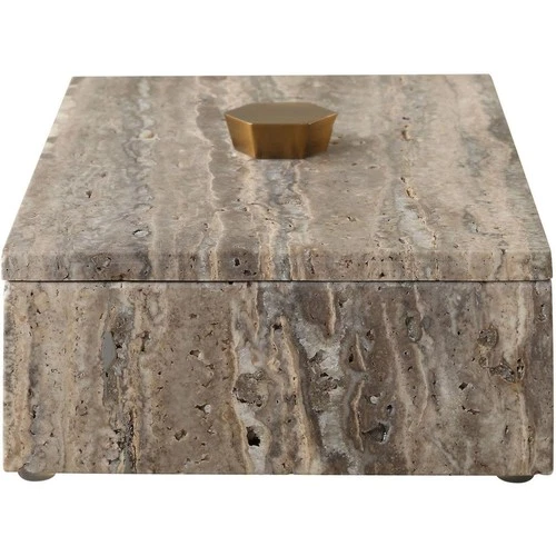 Uttermost 18153 Griseus 9.5 inch Travertine and Bronze Box - Picture 3 of 7