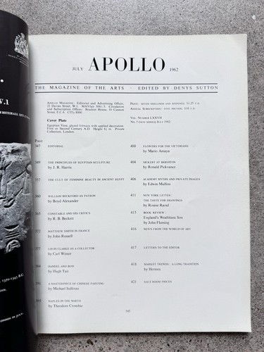 Apollo Magazine July 1962 – Egyptian Sculpture, Constable, Beckford - Picture 2 of 6