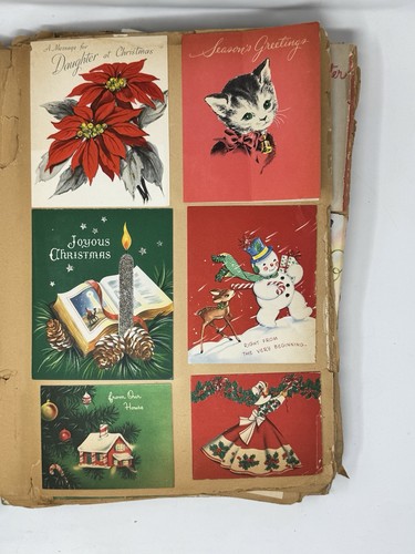 Hunderte von 1950er Vintage Grußkarten Album Lot Geburtstag Baby Weihnachten TLC