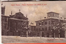 POSTCARD ASCOLI PICENO TRAVELLED CITY 1916 PIAZZA MONTANARA SNOW EFFECT R