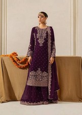 Designer New Faux Georgette Wine Palazzo Suit With Dupatta For Reception