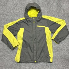REI Jacket Boys Large 14-16 Gray Yellow Hooded Insulated Ski Winter Coat