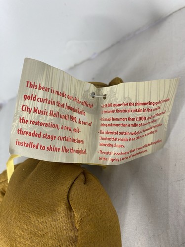 Radio City Music Hall Plush Bear Made From Original Curtain Theater Memorabilia - Picture 6 of 7